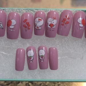 Charming Cartoon Press-On Nails in Pink